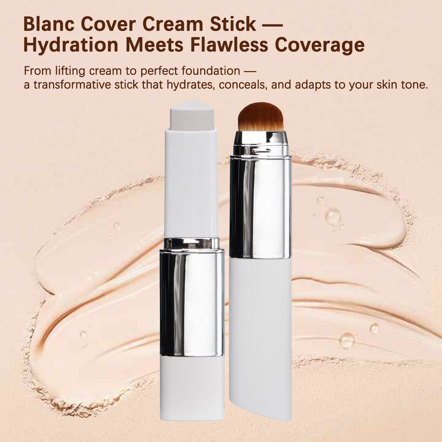 Skin-Like Dewy Foundation Stick No Shade Guessing • Adapts to Most Skin Tones • Non-Greasy, Buildable Coverage