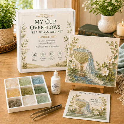 💥 LAST DAY 49% OFF - ✝️ Psalms of Comfort & Strength Sea Glass Art Kit