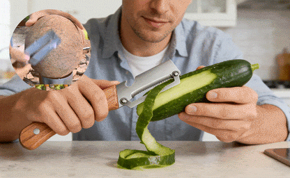 Vegetable peeler demonstration GIF