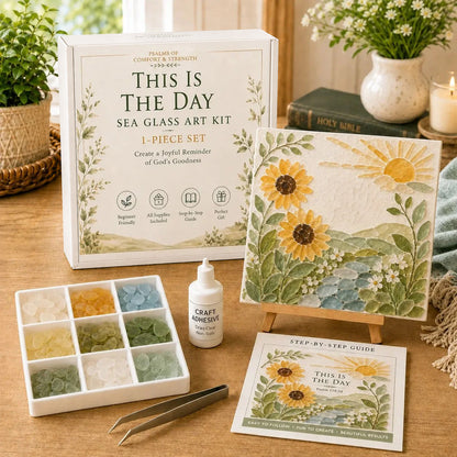 💥 LAST DAY 49% OFF - ✝️ Psalms of Comfort & Strength Sea Glass Art Kit