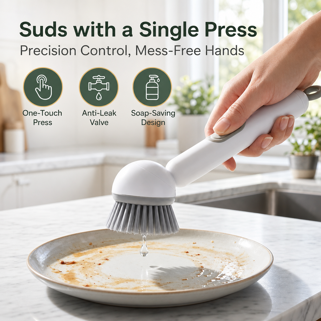 Versatile Soap Dispensing Dish Brush - Perfect Housewarming Gift