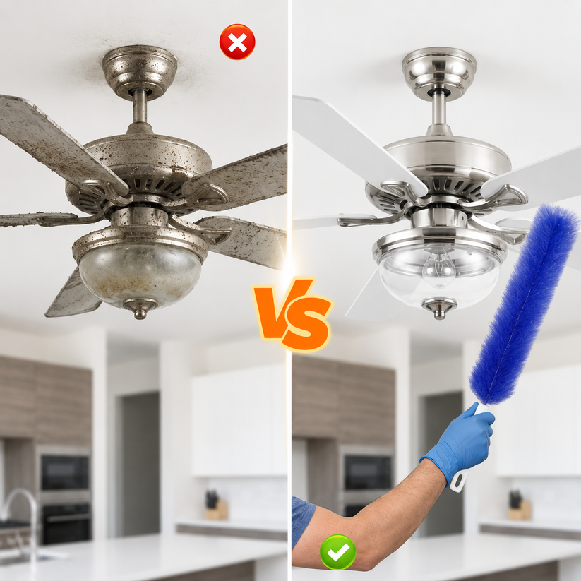 Gokeepy fan cleaning brush removes stubborn dust from fan blades