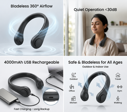 Gokeepy – Wearable Neck Fan | Soft Airflow | Outdoor & Travel Cooling
