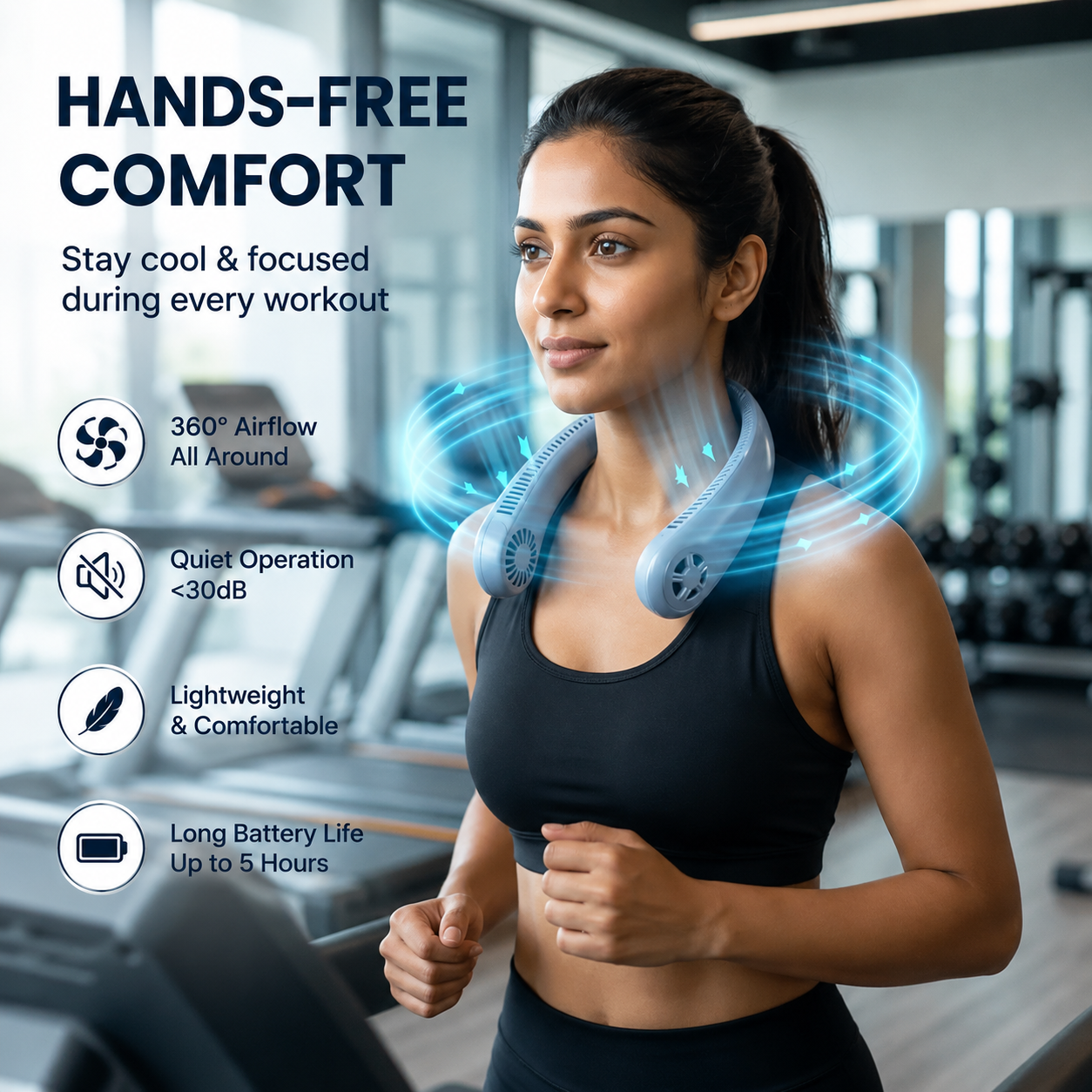 Gokeepy – Wearable Neck Fan | Soft Airflow | Outdoor & Travel Cooling