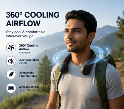 Gokeepy – Wearable Neck Fan | Soft Airflow | Outdoor & Travel Cooling