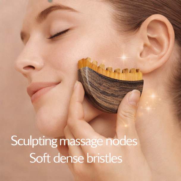 Reduce Face & Neck Puffiness in Minutes Lymphatic Massage Brush to Smooth Wrinkles & Sculpt a Slimmer Face